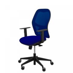 Sgabello dattilo Diana rete con braccioli a "T" regolabili in altezza colore ignifugo 72 rete blu PROMO