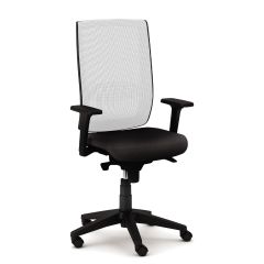 Sgabello dattilo Kind rete con braccioli a "T" regolabili in altezza Acrilico nero-s15 rete bianco PROMO
