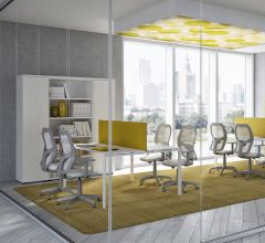 Pôle de 2 bureaux Gamme Doria pied chromé