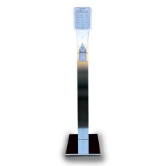 Totem acciaio inox con supporto igienizzante mani