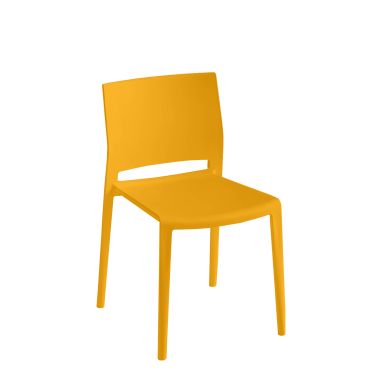 Sedia fissa bi-materiale in tecnopolimero Bakhita-370.38 giallo