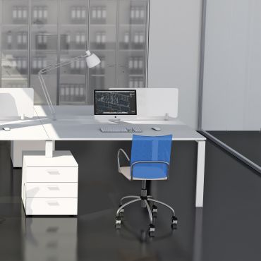 Pôle de 2 bureaux Gamme Doria pied chromé