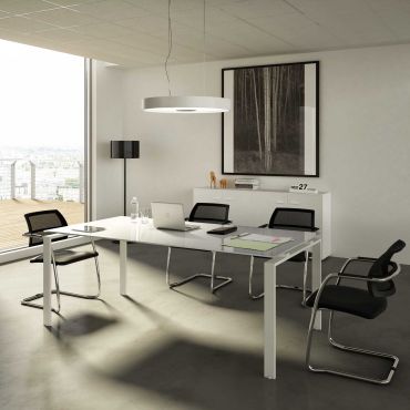 Bureau droit Doria en verre
