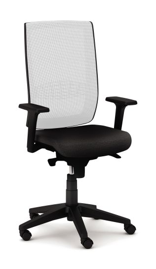 Sgabello dattilo Kind rete con braccioli a "T" regolabili in altezza Acrilico nero-s15 rete bianco PROMO